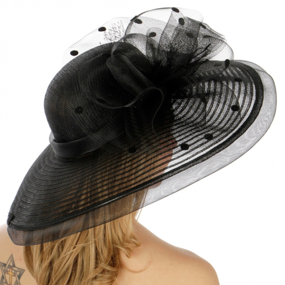 Polka dot and net dress hat
